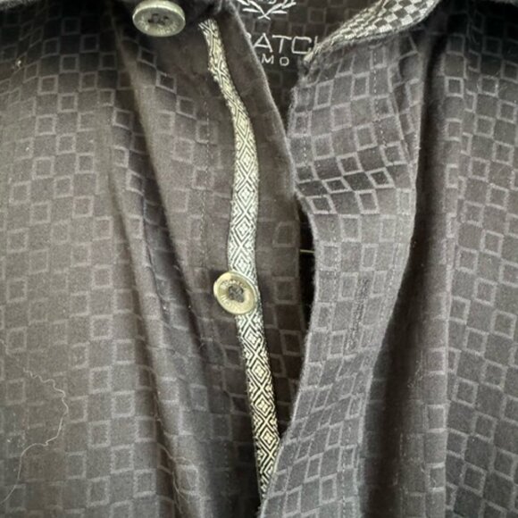 Bugatchi Mens Black on Black Long Sleeve Shirt - Picture 3 of 5